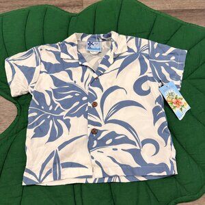 RJC Hawaii Toddler 24M Short Sleeve Aloha Shirt White Blue